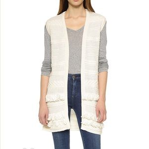 Vince fringe sweater vest xs white ivory $395